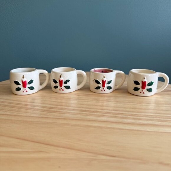 Vintage Capri of Phila Christmas Mini Candle Holder Mugs Holiday Designs 1950's - Picture 2 of 9